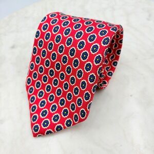 Thatcher Spring Men's Neck Tie Silk Red Geometric‎ Office Formal USA 3.75" X 61"
